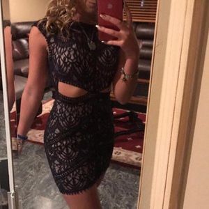 Navy Blue Cut-Out Mini Dress